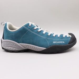 SCARPA Mojito Mens Size US 10 1/3 Teal Petrol Suede Hiking Trail Shoes Vibram